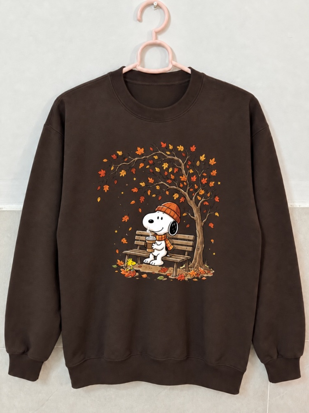 Cute Snoopy Autumn Graphic Dark Chocolate Sweatshirt